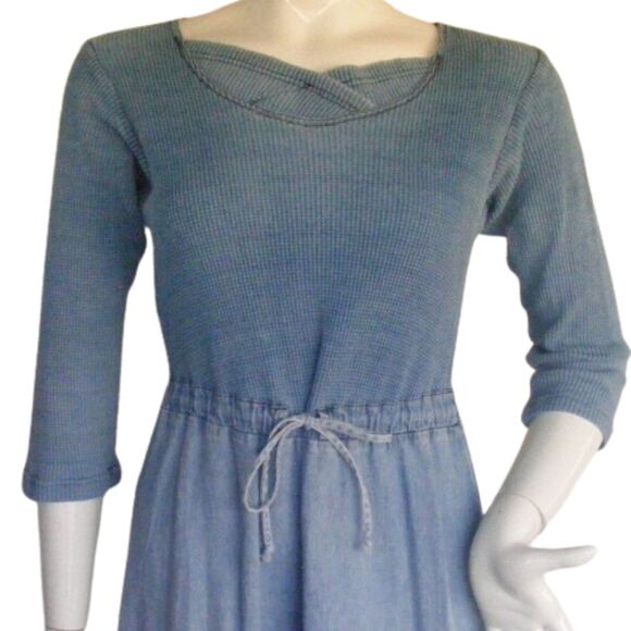 Hannah & Tina Dress Set, M, Vintage, Blue, Thermal/Chambray, Matching, Vest - Picture 4 of 13